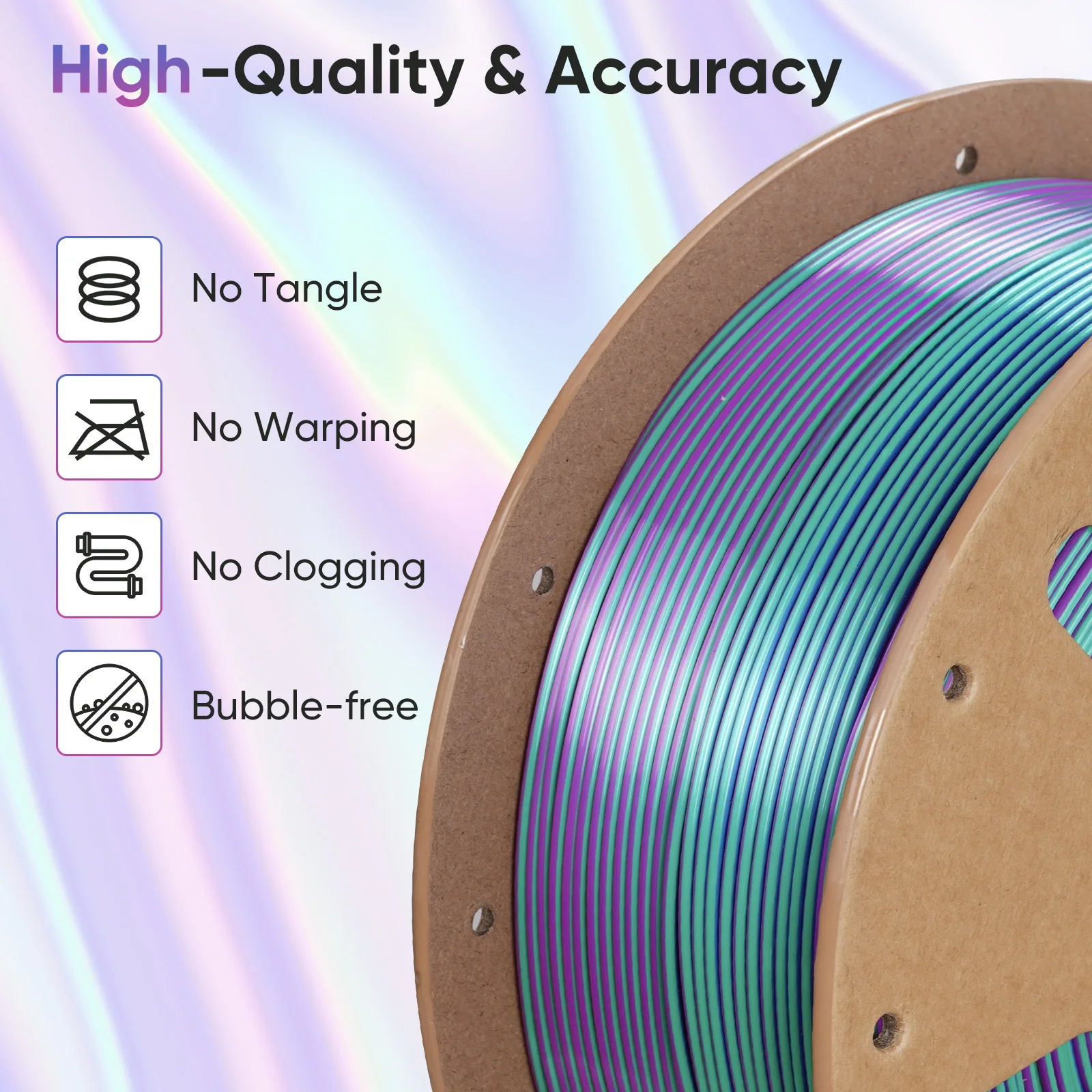 ERYONE Hyper Speed Silk Quadruple Color PLA 1KG Premium Filament 3D Print Max Speed 500mm/s,1.75mm, Coextrusion PLA Shiny