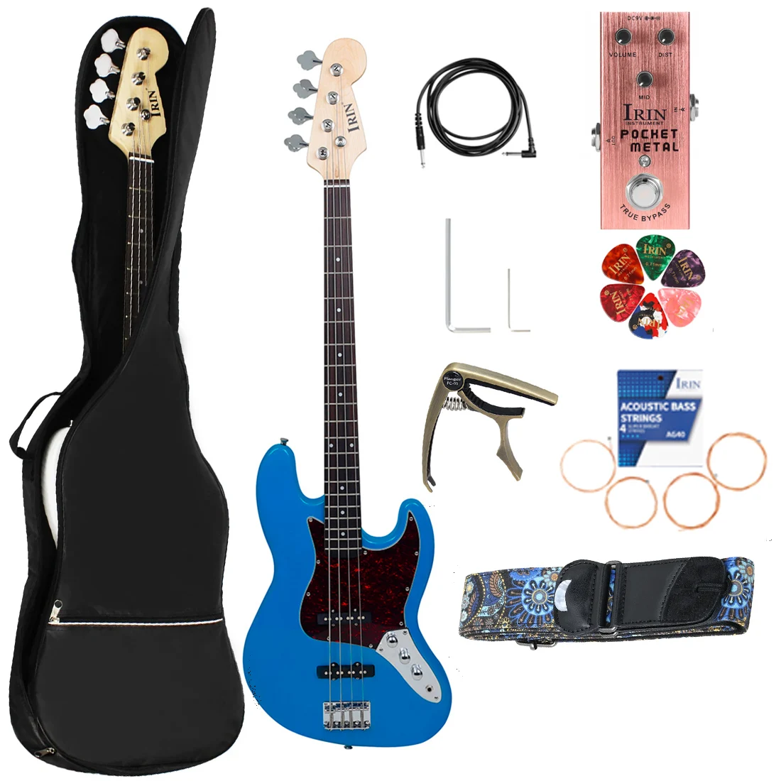 IRIN 4 Strings Blue Electric Bass Guitar A Must Have Plucked Instrument for Modern Music Jazz Bands Electric Bass Guitar