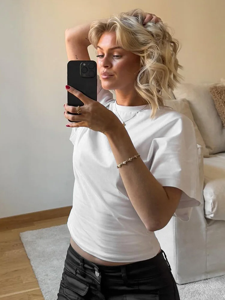 Fashion Casual Effen Grijs Cropped T-shirt 2025, Vrouw Kleding O-hals Corset Tops Streetwear Meisjes Lente Zomer Korte T-shirts