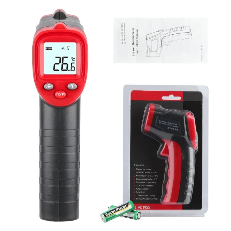 Y1UD Infrareds Thermometer Non-Contact Digital Temperature Guns -58°F to 1022°F (-50°C to 550°C) with LCD Display NOT for Human