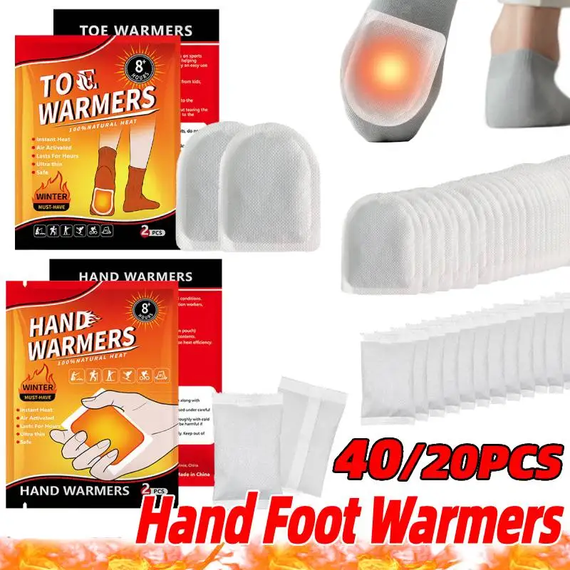 

20/40Pcs Disposable Feet Warmers Up To 8 Hours of Self-heating Heat Paste Pads Heat Hand Pack for Outdoor Sports Activities