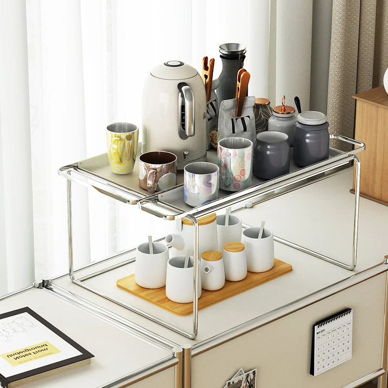 

Premium Cup storage rack Cup holder living room glass teacups double drain tray home