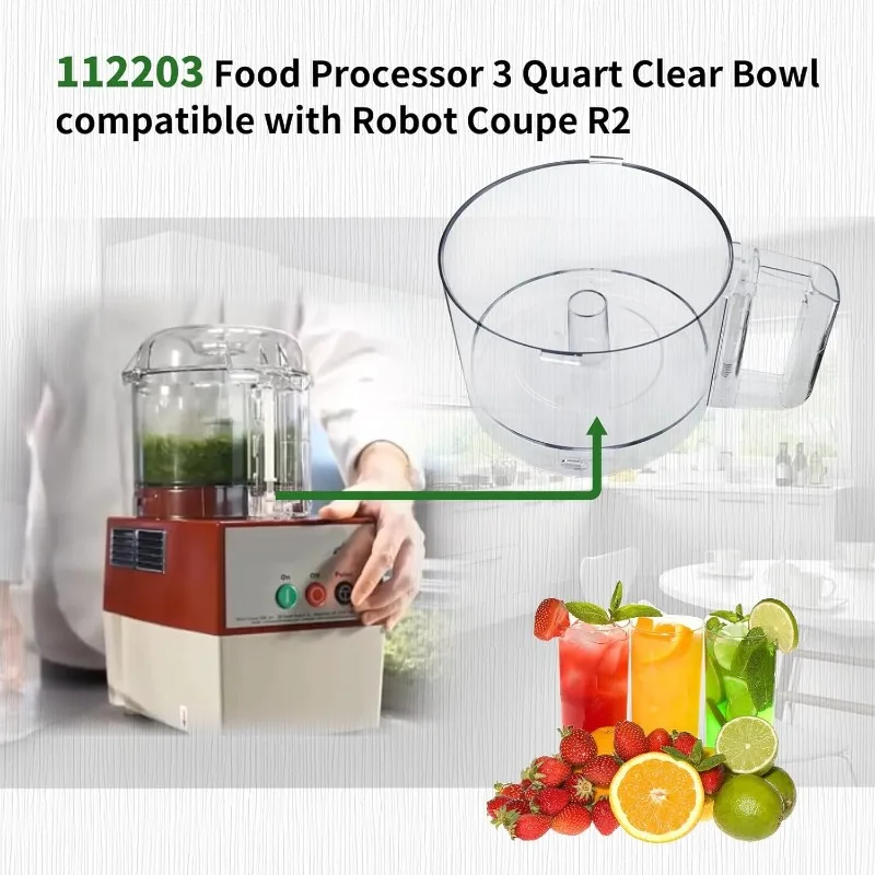 112203 Food Processor 3 Quart Clear Bowl compatible with Robot Coupe R2