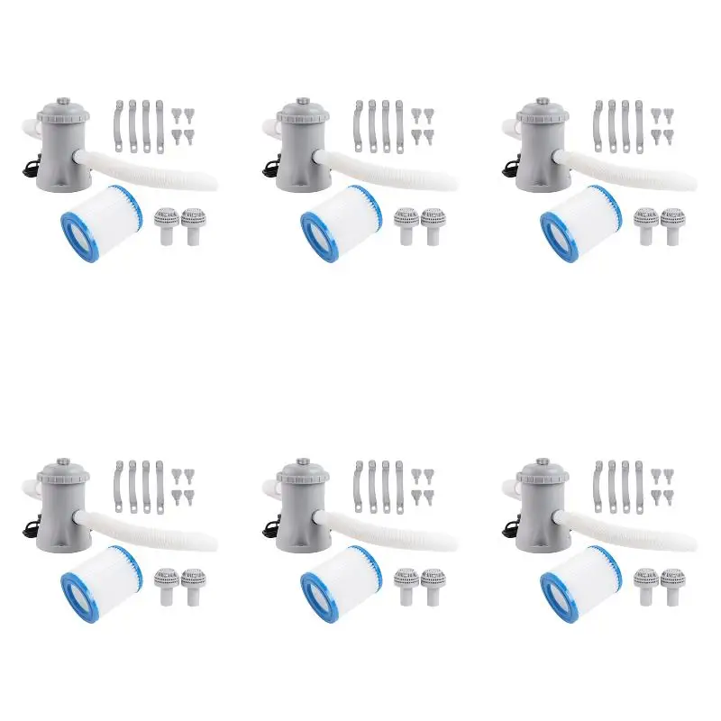 6Pack X(Pool Filter Pump 330 GPH Circulation Pump for Swimming Pool Cleaner Aerated Pumps UK Plug