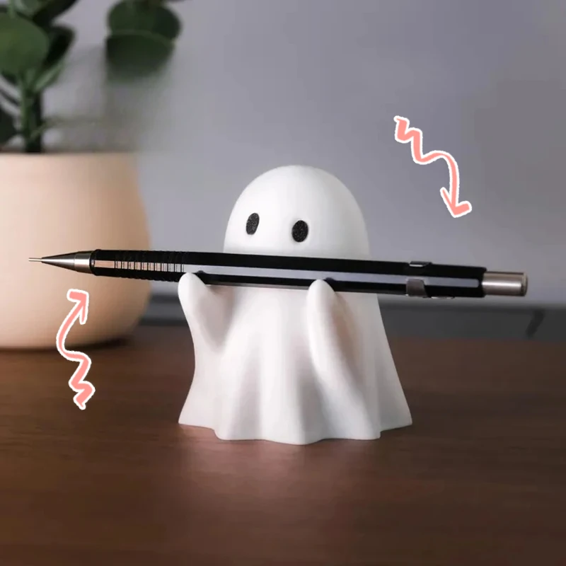 

Держатель для карандашей из смолы в стиле кавайный призрак для домашнего офиса, настольный органайзер, декор на Хэллоуин, креативный подарок, хранение канцелярских принадлежностей, 1 шт.