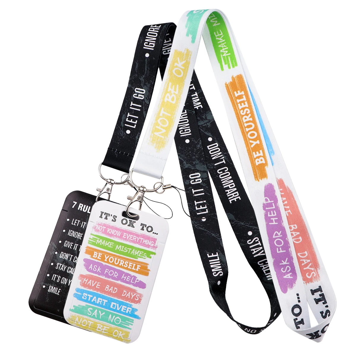 

IT'S OK TO Lanyard Neck Strap Keychain Funny Quotes ID Card Cover Badge Holder Mobile Phone Hang Rope Keyring Accessories Gifts