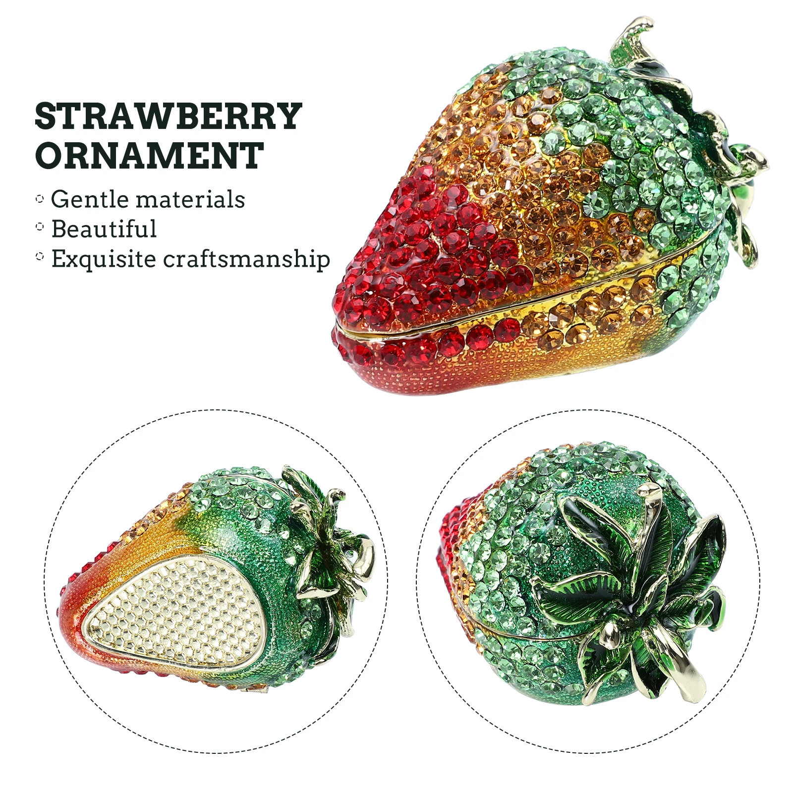 

Cute Strawberry Jewelry Box Decorative Storage Holder Home Party Hotel Use Fashionable Desktop Organizer Gift Decoration