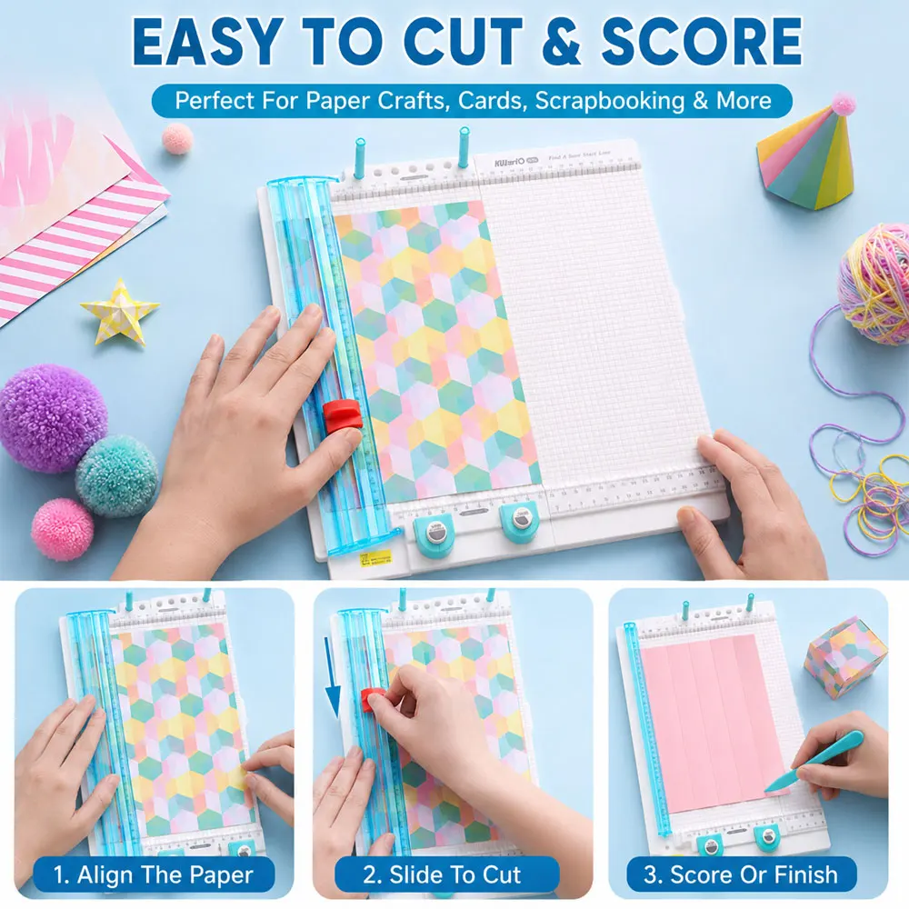 7-in-1 Paper Trimmer & Scoring Board, Foldable Craft Cutter for 10 Sheets, Cards, Divider Tabs, Scrapbooks, Pom-Poms & DIY Art view 4