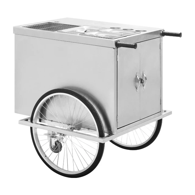Stainless steel push food cart Street food truck/push street hot dog cart