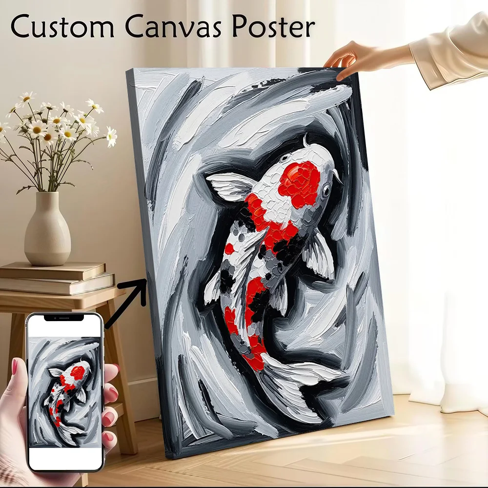 Koi Fish Painting Canvas Wall Arts Poster Customizable Pictures Printing for Room Bedroom Accessories Art of Murals Wand Deko