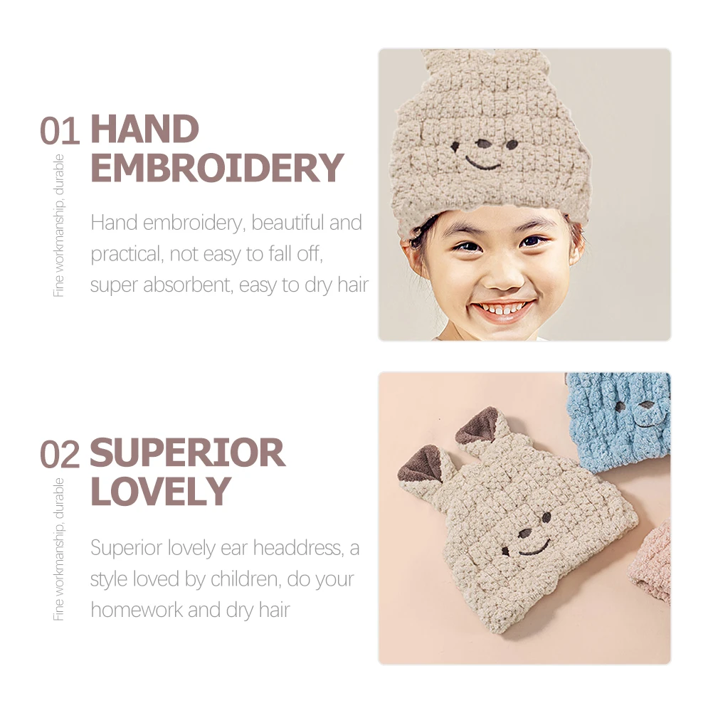 

Children Dry Hair Cap Gentle Drying Hat for Infants Baby Towel Bath Toddler Coral Fleece Absorbent Hair Drying Supplies Travel