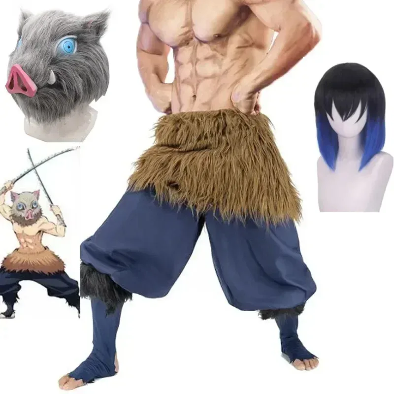 

Anime Hashibira Inosuke Cosplay Costume Demon Slayer Kimetsu No Yaiba Pig Silicon Halloween Party Pants