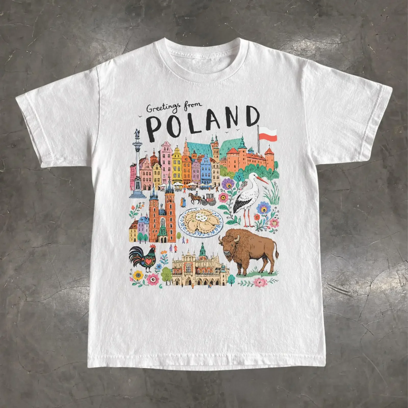 Poland Travel T Shirt Polish Heritage Warsaw Krakow Pierogi Souvenir  vintage Washed Slightly Casual Soft streetwear fashion