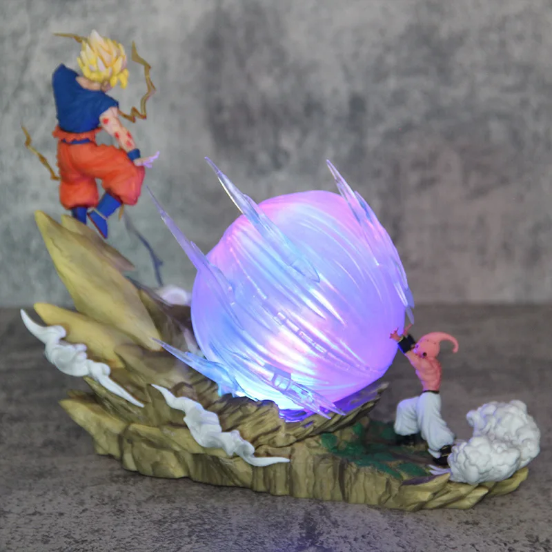 21cm Anime Dragon Ball Xiao Buou vs Wukong escena de batalla puede brillar modelo de mano ornamento estatua juguete figuras de acción Accesorios