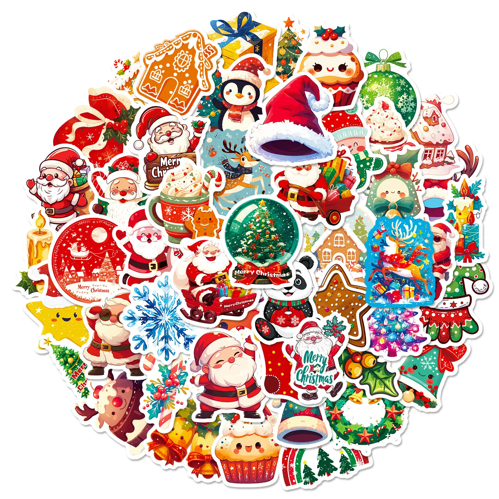 50pcs Christmas Cartoon Series Graffiti Stickers Suitable for Helmet Desktop Wall Decoration DIY Sticker Package Wholesale