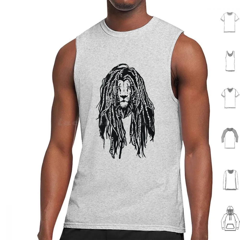 Reggae Lion Dreadlocks Hairstyle Rasta Reggae Animal Vector Tank Tops Print Cotton Lion Animal Wild Forest Reggae Rasta