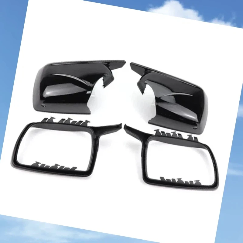 

New M-Look Mirror Covers Glossy Black Rearview Side Mirror Cover Caps For BMW X5 E53 1999-2006