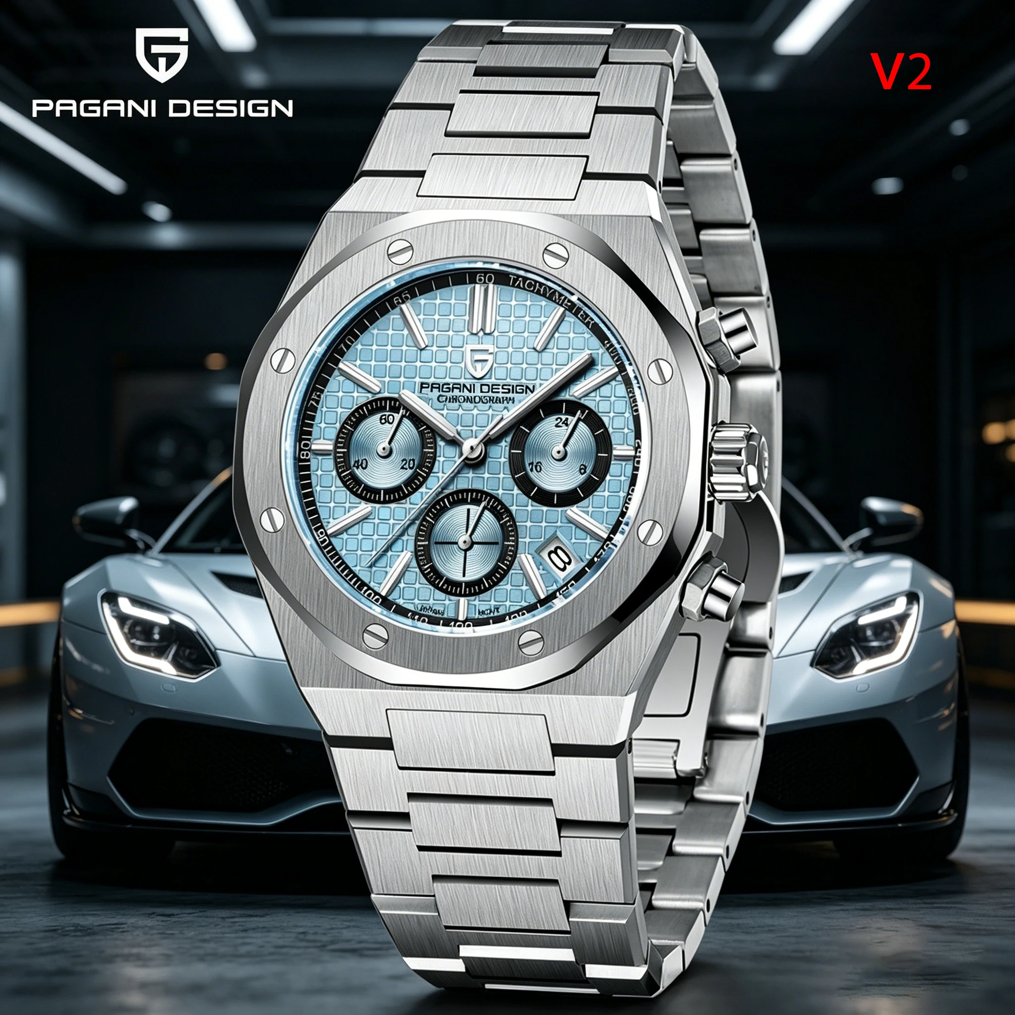 PAGANI DESIGN Herrenuhr Quartz Chronograph Saphirglas Edelstahl 200m