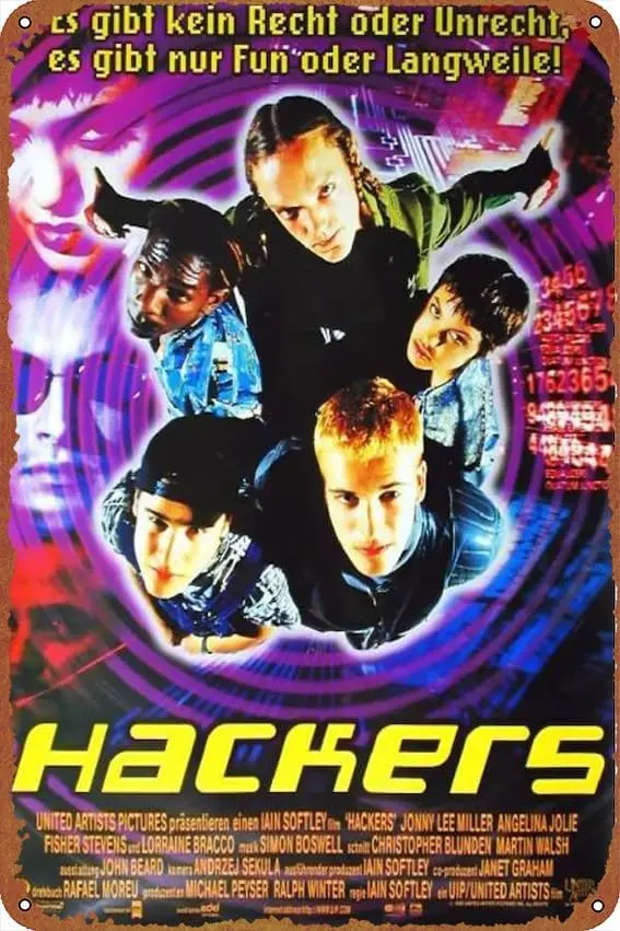 Hackers Movie Poster Vintage Look Tin Metal Sign Wall Decoration 8x12 Inches