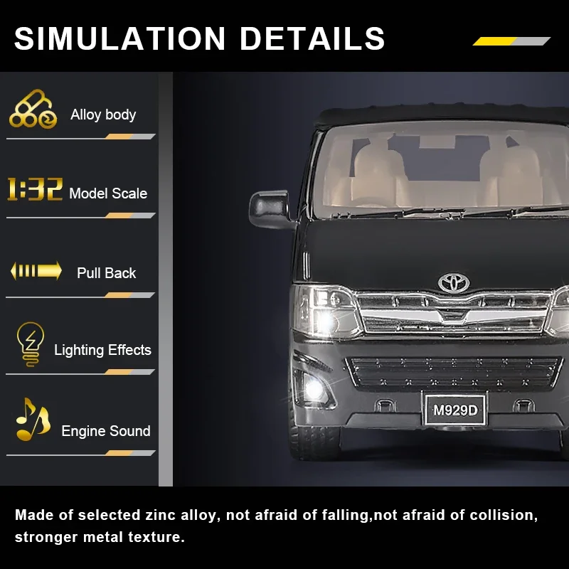 Znacznie obniżona 1:32 dla Toyota Hiace pojazd dostawczy modelu modelu samochodu ze stopu odlewanego z tyłu zabawka samochód odlewania odlew stopu