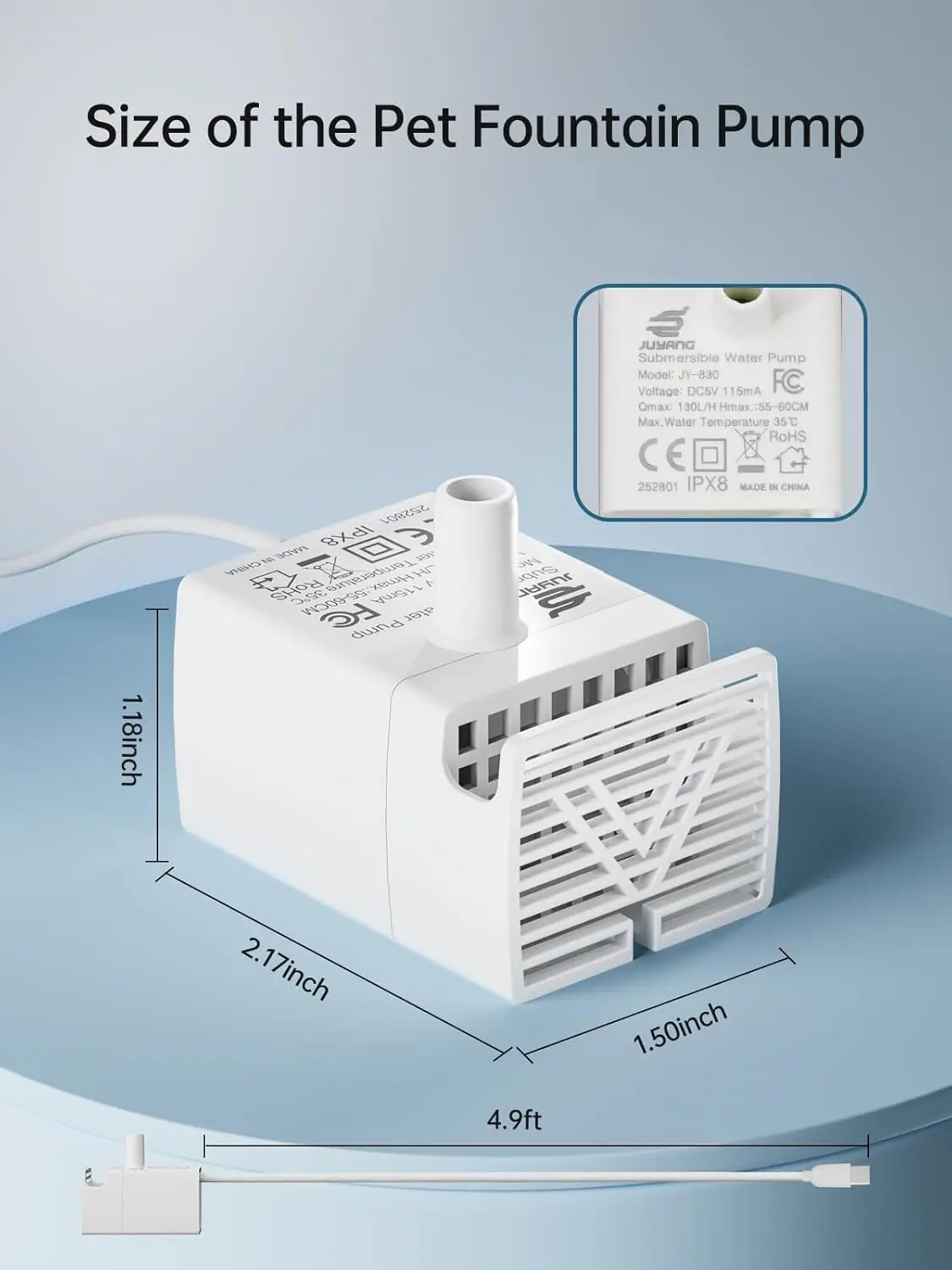 1 Stück Wasserpumpe für Haustier-Trinkbrunnen, Bürstenlose Wasserpumpe 5V DC Ultra-Leise USB (Nur Wasserpumpe ohne Stecker für Brunnen) – Detail 20