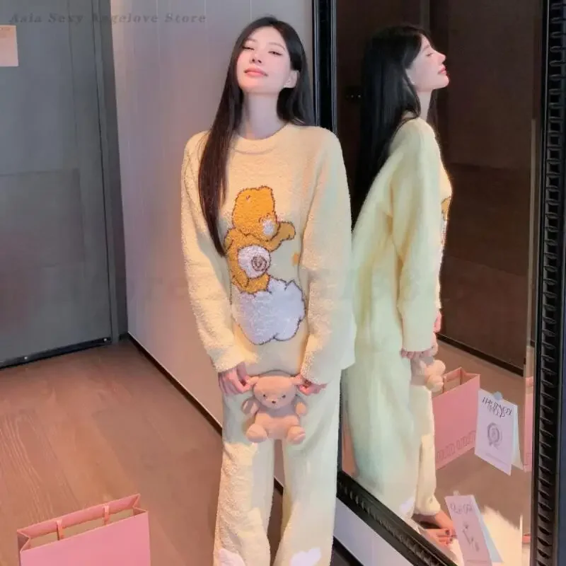 automne-hiver-epaissir-chaud-pijama-mujer-vetements-de-salon-dessin-anime-ours-vetements-de-nuit-femme-flanelle-pyjamas-ensemble-corail-polaire-maison-vetements