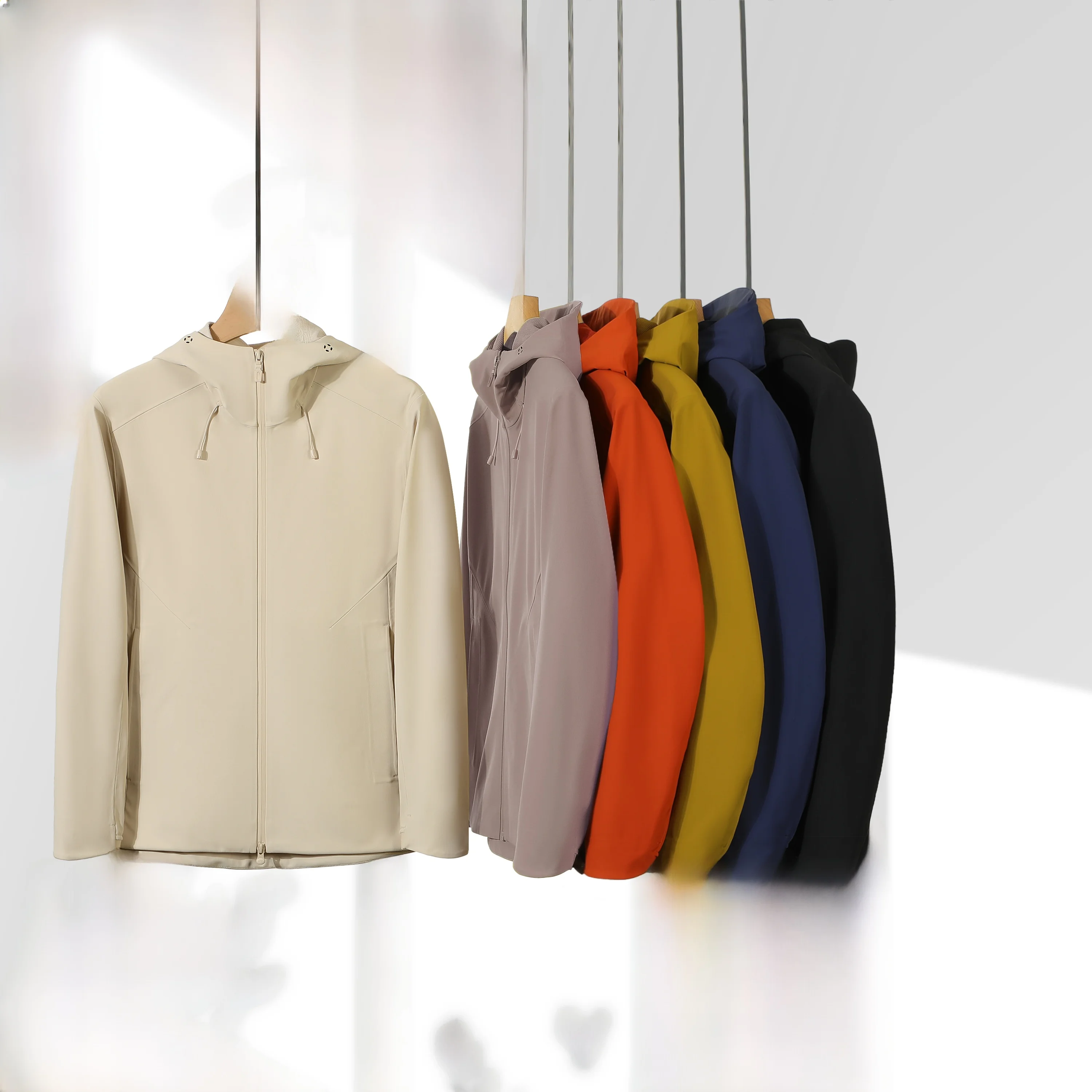 

Outdoor Men's Jaet with Hood Windproof Waterproof Nylon And Spandex Casual Faion Spring Autumn Seasonal Outerwear