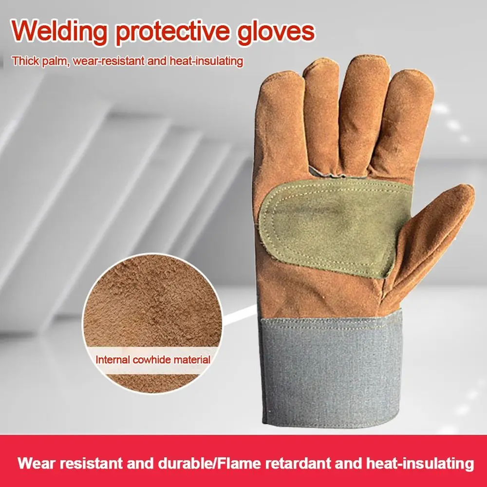 Sarung Tangan Las Kulit Sapi Baru Tebal Tahan Aus Sarung Tangan Kerja Pendek