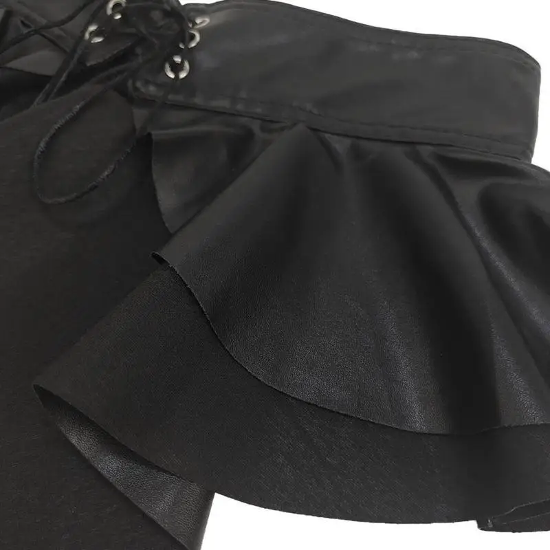 652F قابلة للتعديل حزام الخصر تنورة الخصر Cincher Pu Leather Belt Lady Faux Skirt Corset