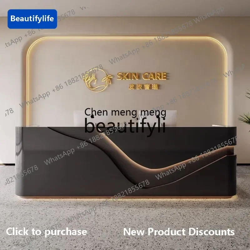 183Beauty salon checkout page Clothing store Company front desk Light luxury arc hotel reception desk6005