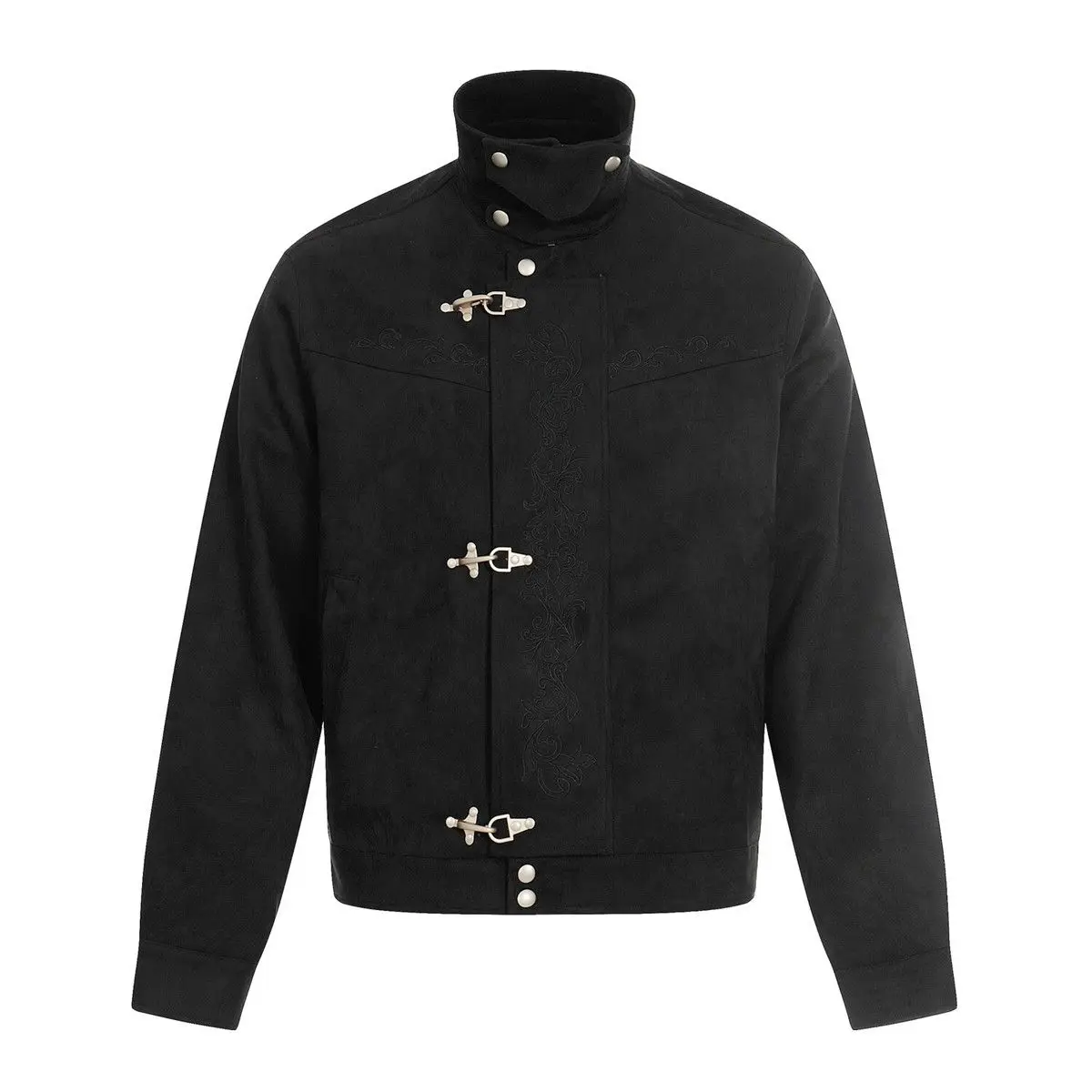 Black Jacket Men Women Airplane Button Spring National Embroidered Niche Casual Autumn Vintage Clothes Korean Fashion Coat