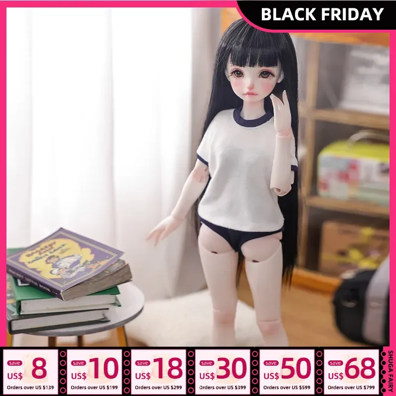 Shuga Fairy Mirai 1/6 BJD Doll Ruoguan Body Long Black Hair Wear Vest Of Facial Features Girlliness Sense Resin Joint Doll