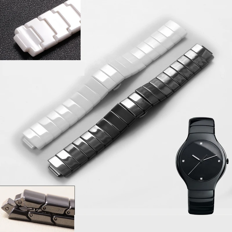 High Quality Ceramic Watch Strap For Rado Genuine Series Black And White Ceramic Watch Chain For Men And Women Watchband 21mm