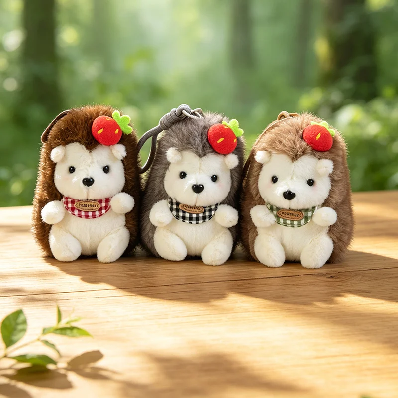 20cm Cute Forest Hedgehog Plush Doll Hedgehog Wearing Bib Plush Pendant Key Chain Bag Car Decor Boy Girl Festival Gift