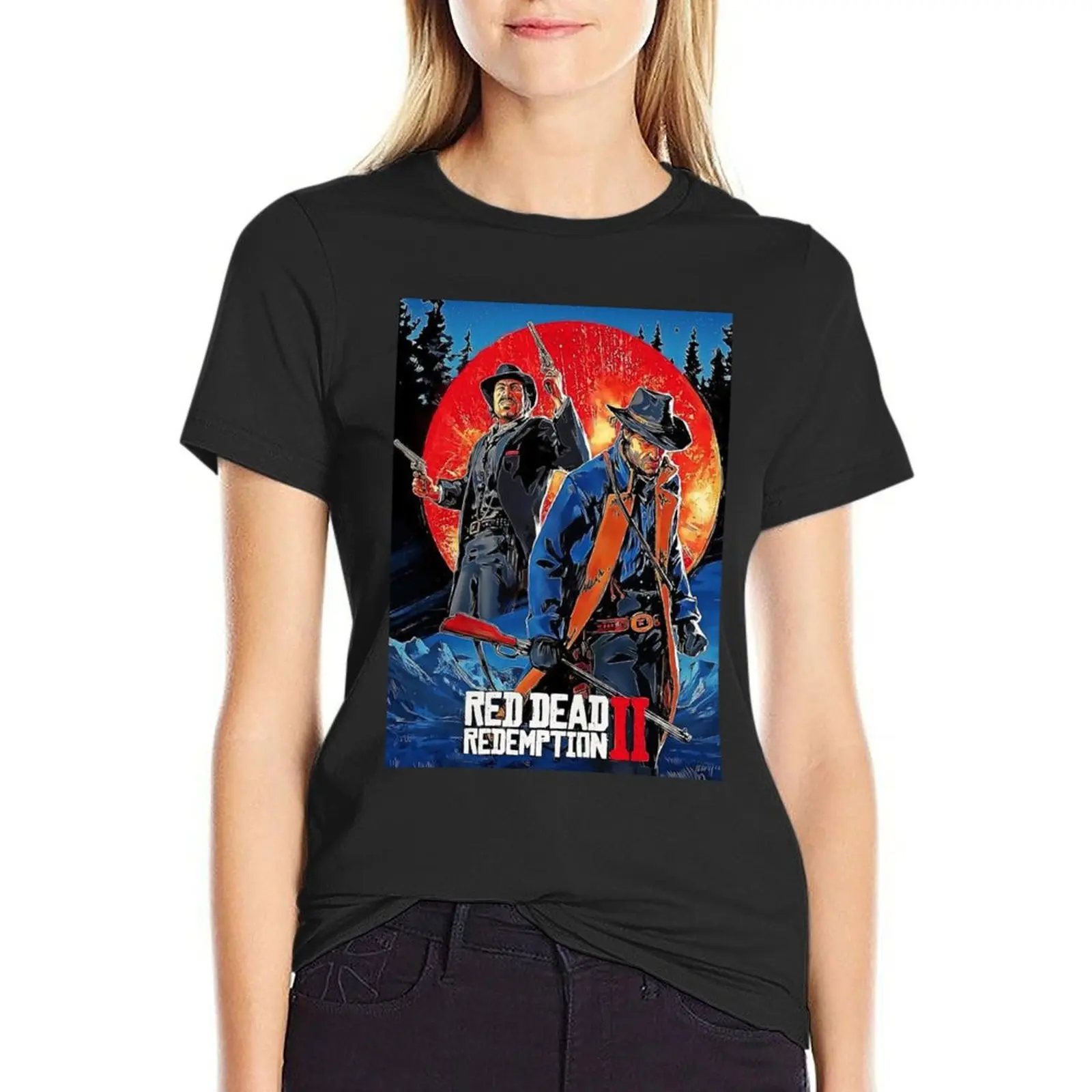 Red dead redemption2 art Camiseta con estampado de animales, tops de verano, camiseta para mujer