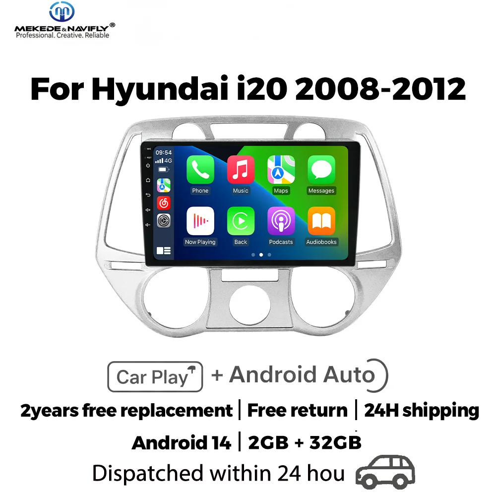 

Автомобильная аудиосистема MEKEDE&NAVIFLY Android 14 для Hyundai i20 2008-2012: беспроводной Carplay и мультимедийный плеер