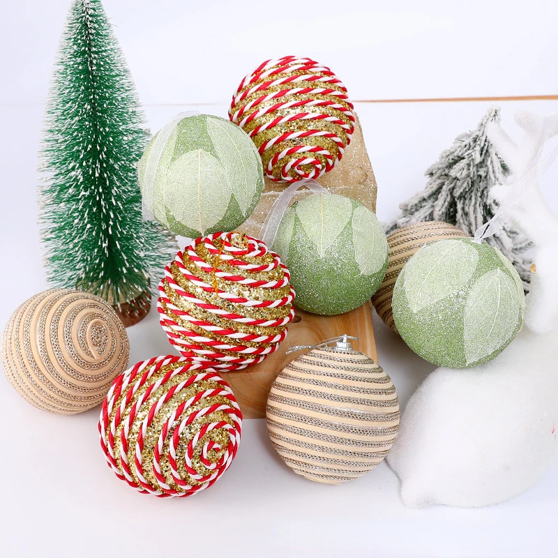 3pcs White Christmas Foam Ball Sequins Colorful Snowball 8cm Hanging Pendant Ball for Christmas Tree Decoration Drop Ornament