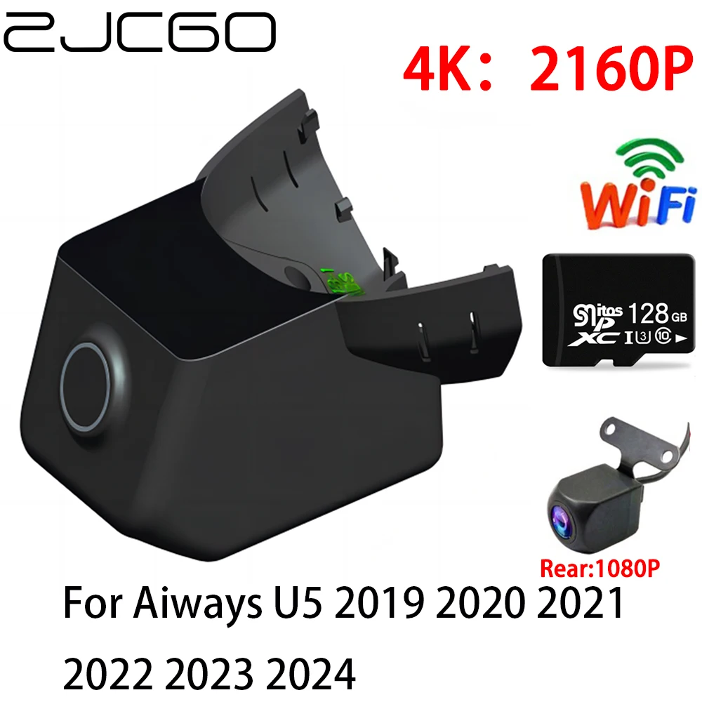 ZJCGO 2K 4K Car DVR Dash Cam Wifi Front Rear Camera 2 Lens 24h Parking for Aiways U5 2019 2020 2021 2022 2023 2024