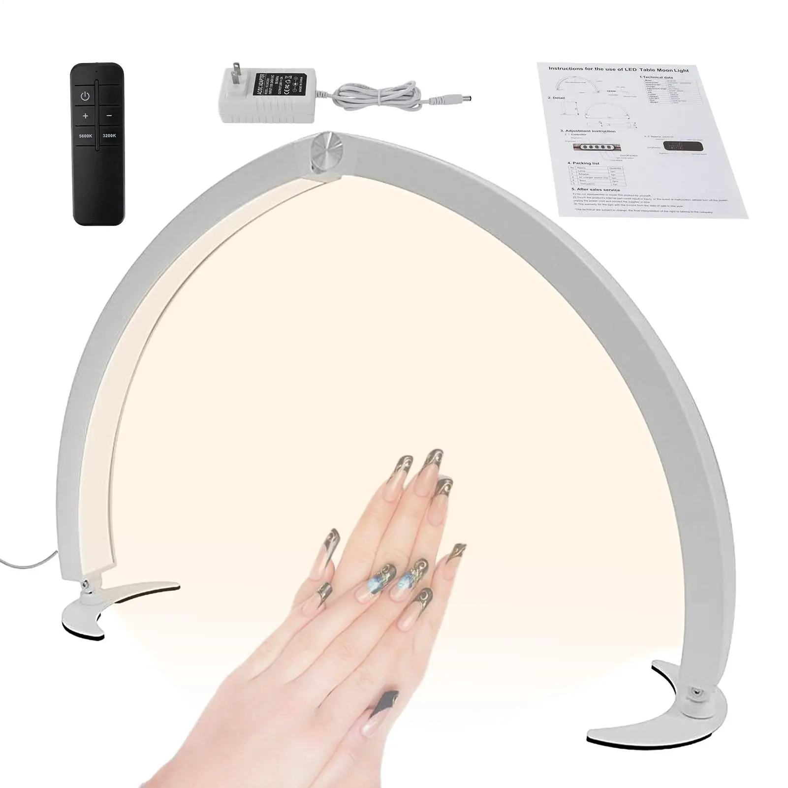 

Nail Desk Lamp Nail Half Moon Light 40W Remote Control Foldable Lamp for Eyelash Women Girls Beauty Home Skin Care Manicure