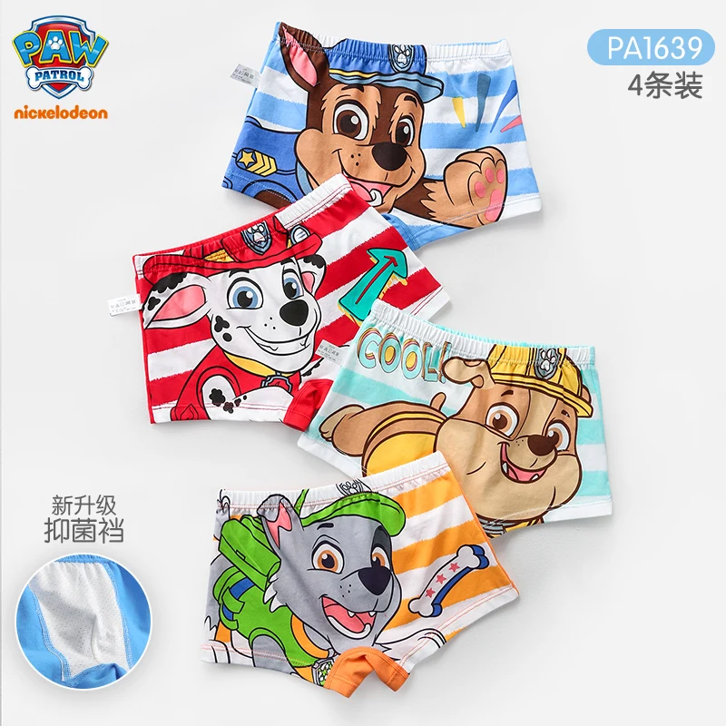 4PCS/SET Genuine Paw Patrol Boys Undepants Cotton Breathable Underwear 3-7-9-10-year-old kids Four Corner briefs Children Gift