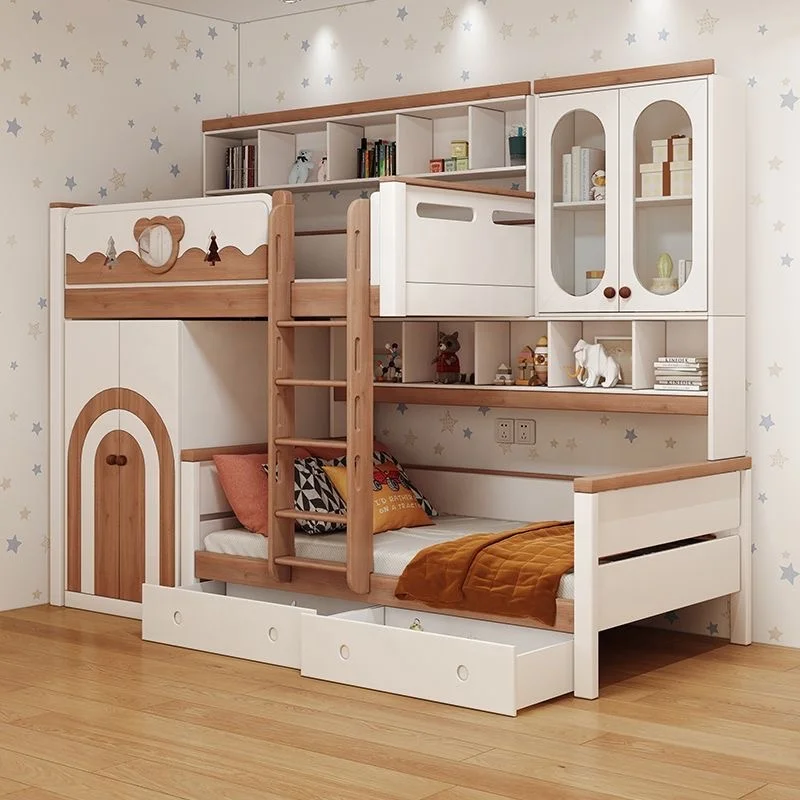 

*d for Wood Loft Bed with Staggered Design and Empty Tree House for Boys Girls' Bedroom School Hotel Gym or Villa/Apartment*