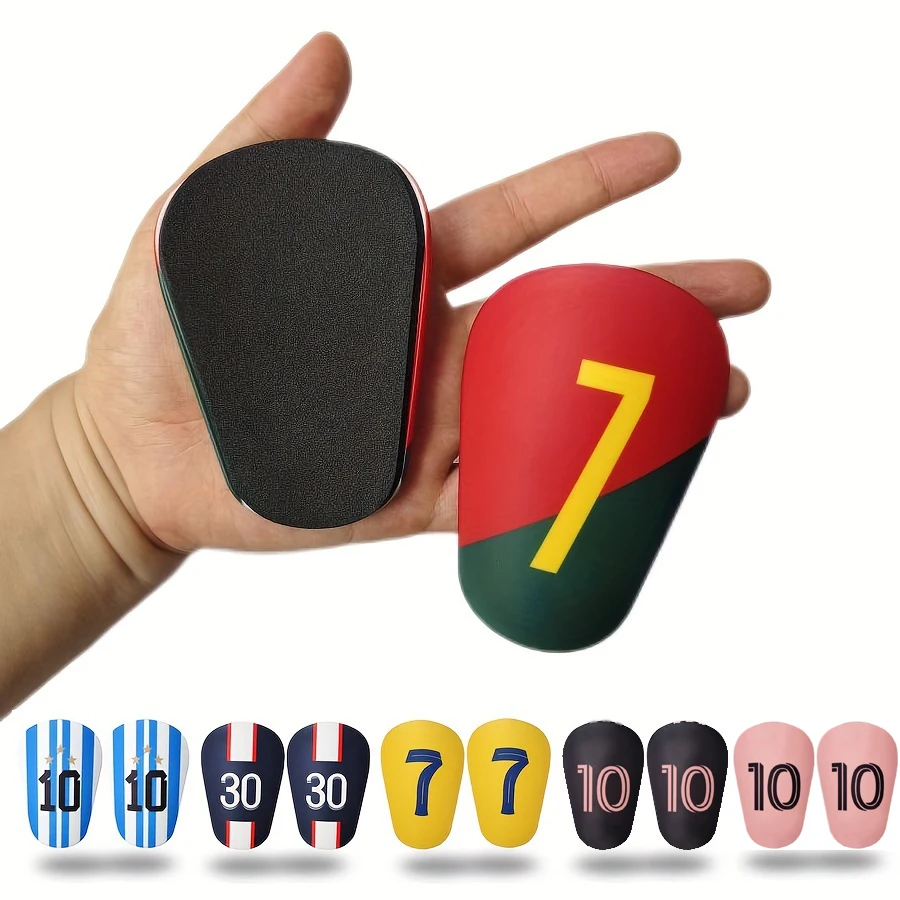 Chapmap Mini Football Soccer Shin Guards, Mini Size Lightweight Number Printed Hard Shell Protective Shin Pads for Youth & Adult