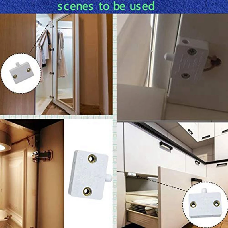 ABYL 4 Pcs Cabinet Door Switch Cabinet Lamp Switch Drawers Open on Close Door Applicable to 12V 24V 110V White
