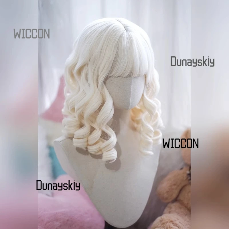 Wig Ikal Romawi Gaya Boneka Lolita Topi Penuh Emas Sampanye Potongan Rambut Keriting Panjang Antik/Romantik Cosplay Keanggunan Gotik Halloween