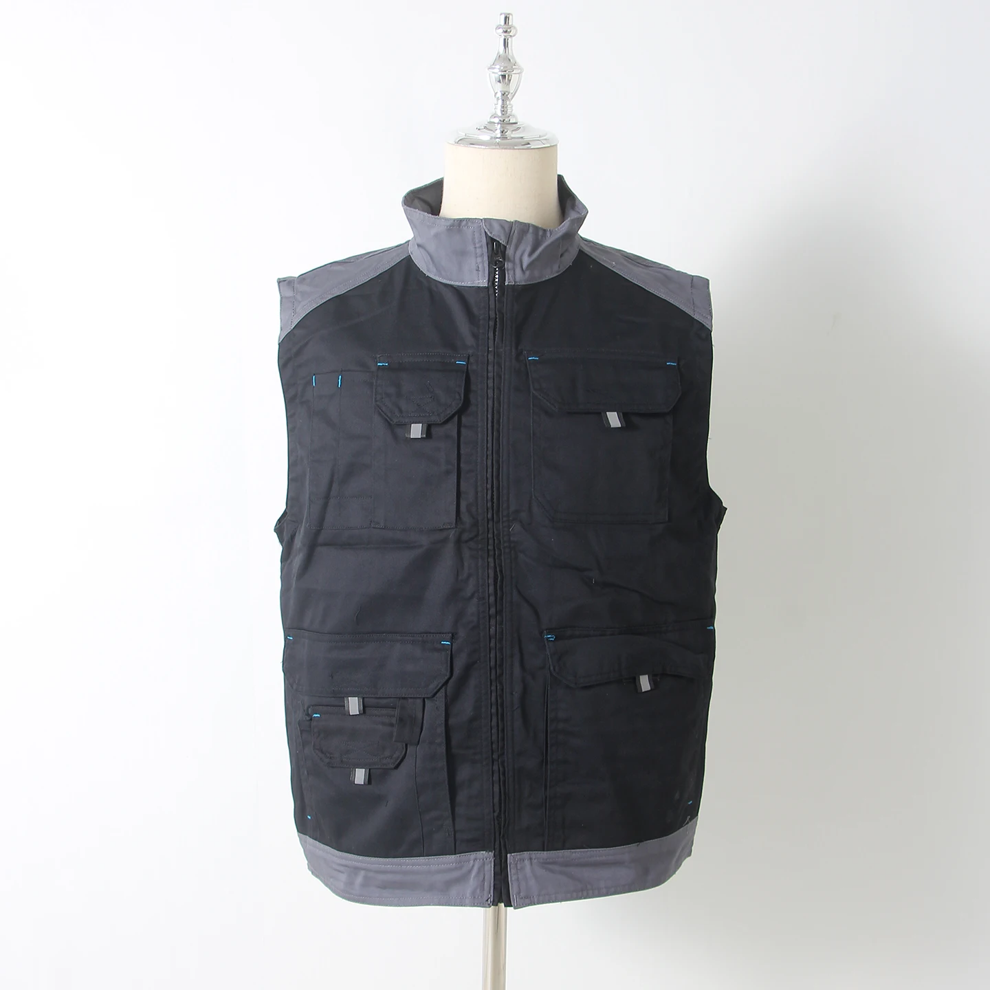 

Мужская рабочая одежда, жилет, весенне-осенний жилет из смеси хлопка и полиэстера, саржа, износостойкий воротник-стойка, жилет Multi ket Utili