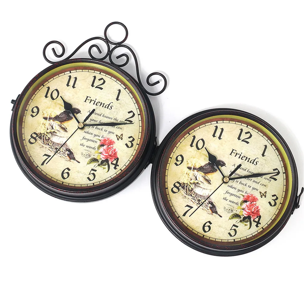 

Decorative Double Wall Clock Hanging Double-sided Mount Farmhouse Creative