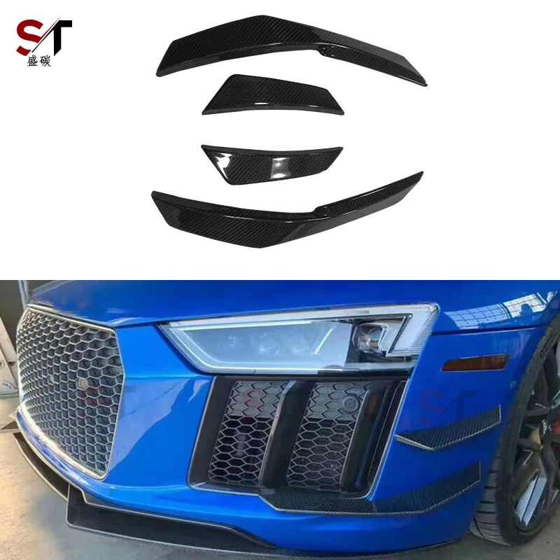 

Suitable for Audi R8 carbon fiber front air knife front bar spoiler separator modified decorative sticker exterior decoration pr