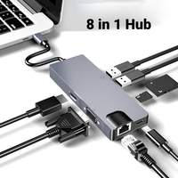 Type C HUB USB 3.0 USB C to HDMI 4K 30HZ Docking Station RJ45 100/1000Mbps Ethernet Adapter VGA Extender PD 87W For Laptop PC