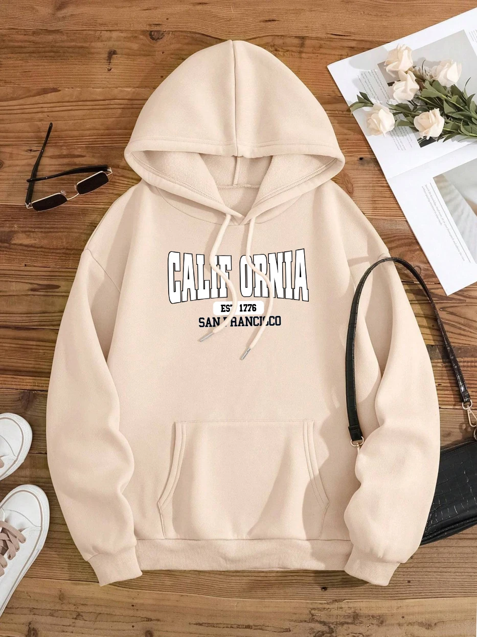 California Est 1776 San Francisco Men Women Hoodie Cute Pullover Hoody Autumn Fleece Sweatshirt Casual Oversize Couple Clothing