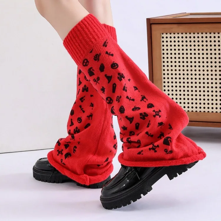 ​​Halloween Socks Costume Accessories - Novelty Graffiti Crew Socks, Warm Knitted Leg Warmers for Women, Fall Winter Party Gift​
